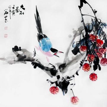 周小雨国画花鸟大利图字画之家