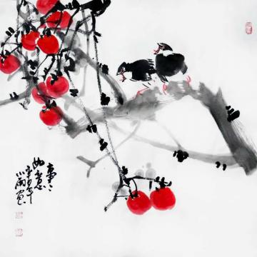 周小雨国画花鸟事事如意字画之家