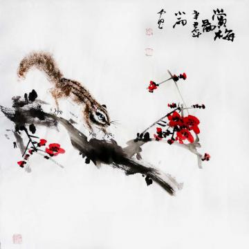 周小雨国画花鸟赏梅图字画之家