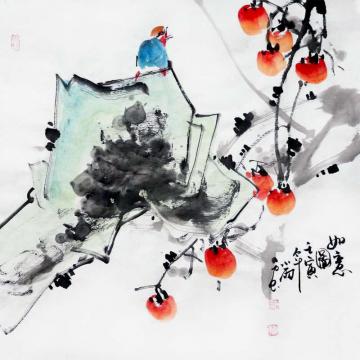 周小雨国画花鸟如意图字画之家