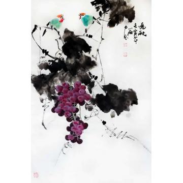 周小雨国画花鸟鸣秋字画之家