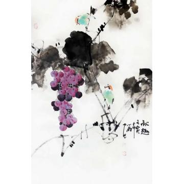 周小雨国画花鸟秋趣字画之家