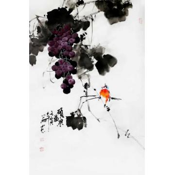 周小雨国画花鸟硕果图字画之家