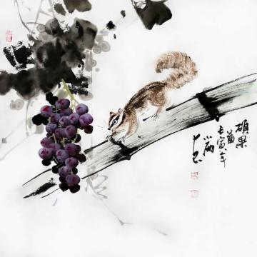 周小雨国画花鸟硕果图字画之家