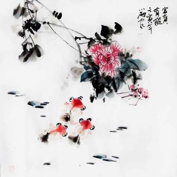 周小雨国画花鸟富贵有余字画之家