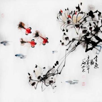 周小雨国画花鸟有鱼图字画之家