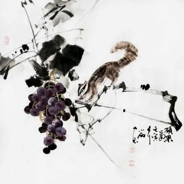 周小雨国画花鸟硕果图字画之家