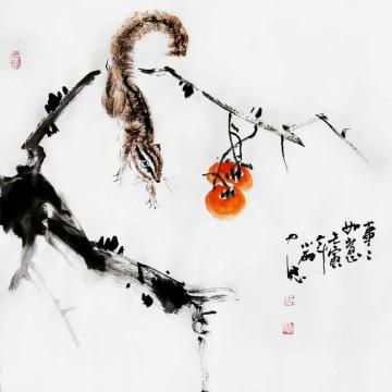 周小雨国画花鸟事事如意字画之家