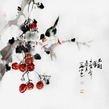 周小雨国画花鸟大利图字画之家