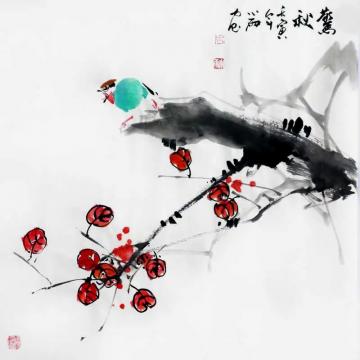 周小雨国画花鸟惊秋字画之家