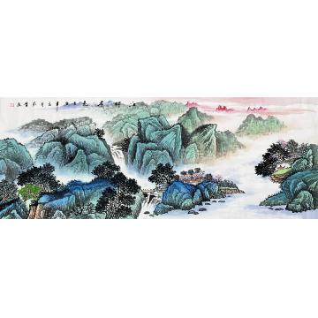 孔红贵国画山水江畔秀色字画之家