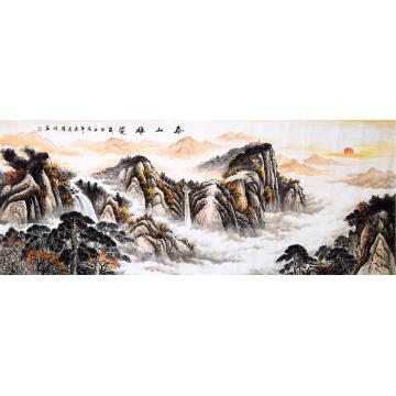 罗峻国画山水泰山雄姿字画之家