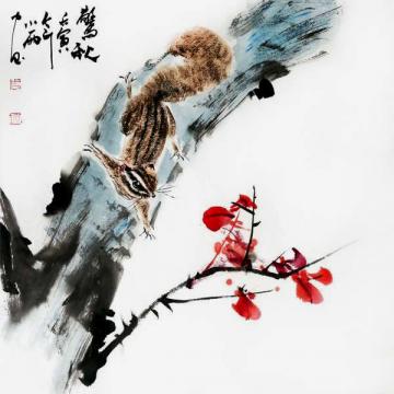 周小雨国画花鸟惊秋字画之家
