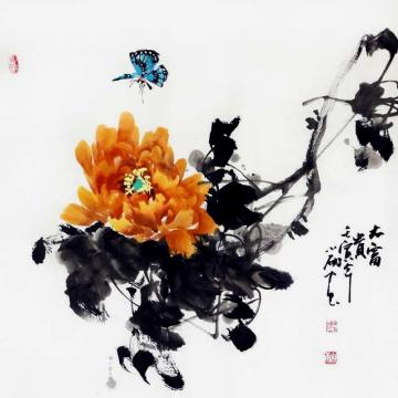 周小雨国画花鸟大富贵字画之家