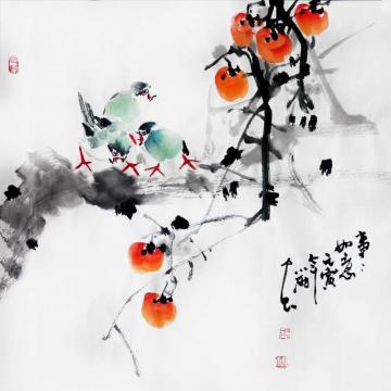 周小雨国画花鸟事事如意字画之家