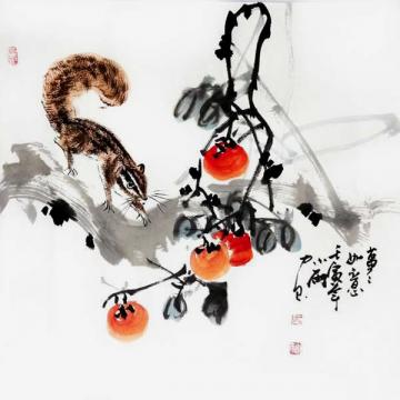 周小雨国画花鸟事事如意字画之家