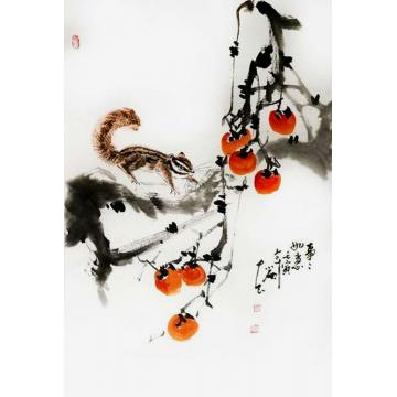周小雨国画花鸟事事如意字画之家