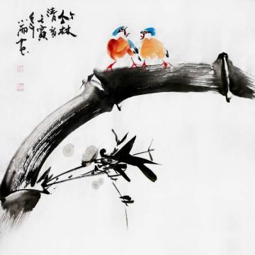 周小雨国画花鸟竹林清音字画之家