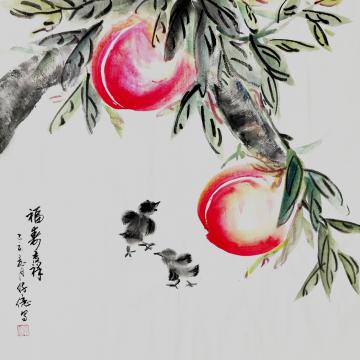 仔意国画花鸟福寿吉祥字画之家