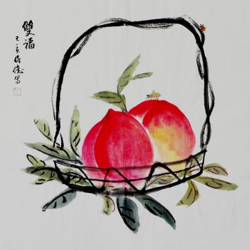 仔意国画花鸟双福字画之家