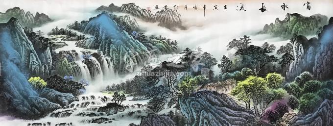 孔红贵国画山水富水长流字画之家