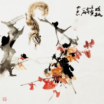 周小雨国画花鸟戏秋字画之家