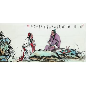 张松平国画人物品茶论道字画之家