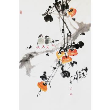 周小雨国画花鸟事事如意字画之家