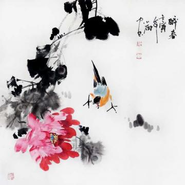 周小雨国画花鸟醉春字画之家
