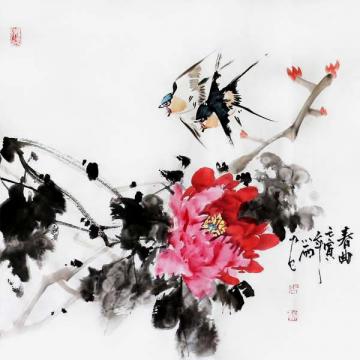 周小雨国画花鸟春曲字画之家
