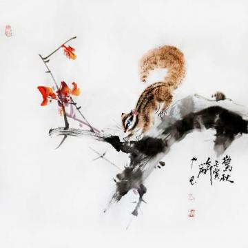 周小雨国画花鸟惊秋字画之家