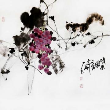 周小雨国画花鸟硕果图字画之家