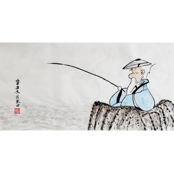 鲁叁田国画人物大钓无钩字画之家