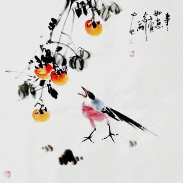 周小雨国画花鸟事事如意字画之家