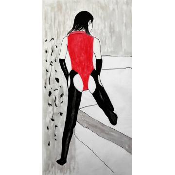 鲁叁田国画人物午夜来香字画之家
