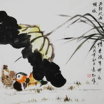 谢长虹国画花鸟风雨情浓字画之家