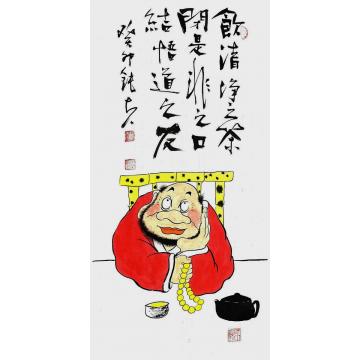 张海波国画人物饮清净之茶字画之家
