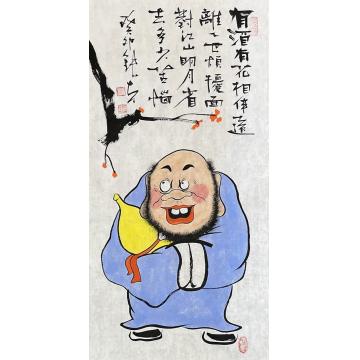 张海波国画人物有酒有花相伴字画之家