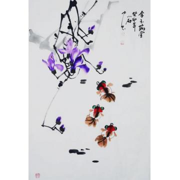 周小雨国画花鸟金玉满堂字画之家