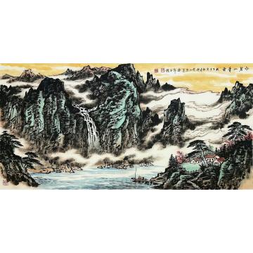 邱平模国画山水水碧山青图字画之家