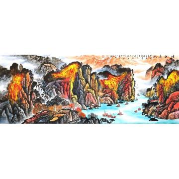 李长田国画山水峡江远帆字画之家