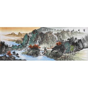 孔红贵国画山水富水长流字画之家