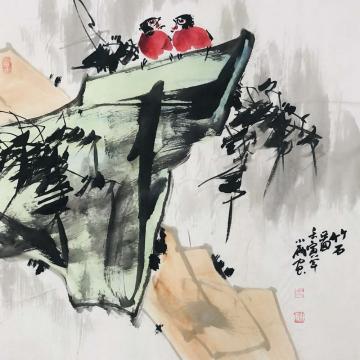 周小雨国画花鸟竹石图字画之家
