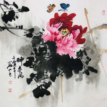 周小雨国画花鸟醉春风字画之家