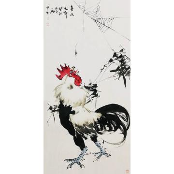 周小雨国画花鸟喜从天降字画之家