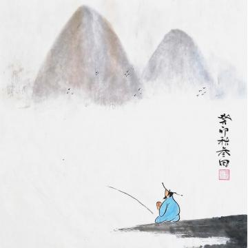 鲁三田国画山水清江独钓字画之家