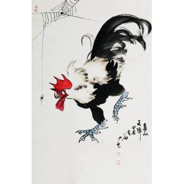 周小雨国画花鸟喜从天降字画之家