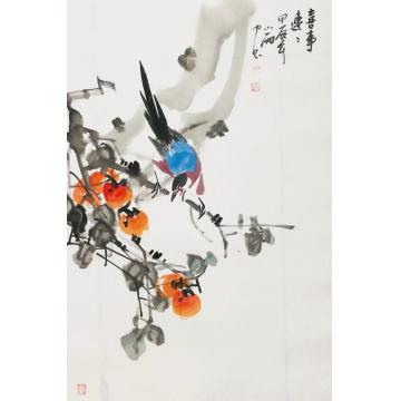 周小雨国画花鸟喜事连连字画之家