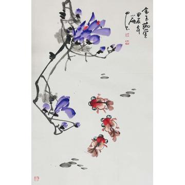 周小雨国画花鸟金玉满堂字画之家