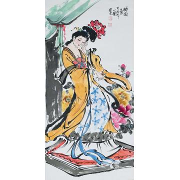 周心兰国画人物醉酒图字画之家